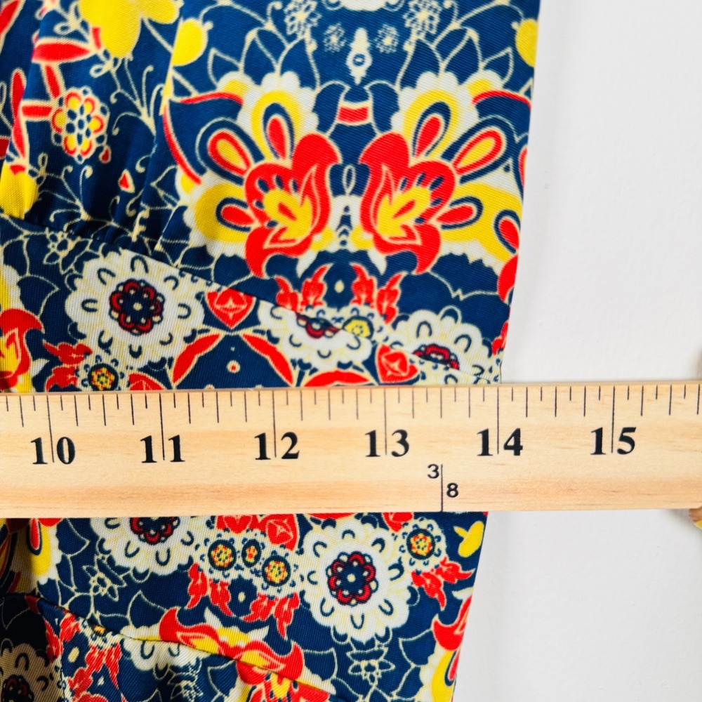 Karina l Floral Paisley Sleeveless Midi Dress Navy Blue Red Yellow Wrap Top SS - Picture 2 of 5